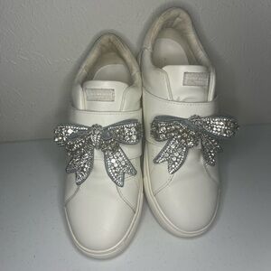 Kurt Geiger Cream Sneakers with Silver Accents
